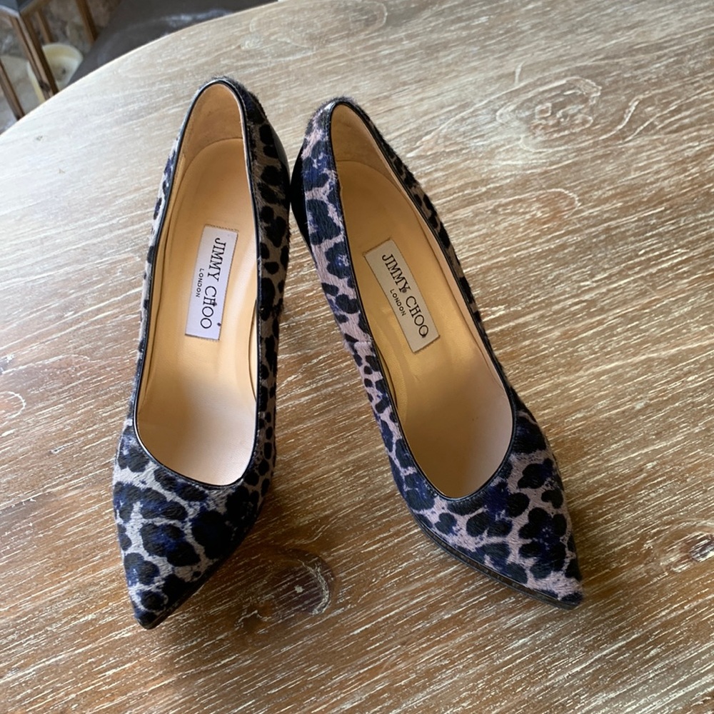 Jimmy Choo Leopard Rudy Calfskin Leopard Heels